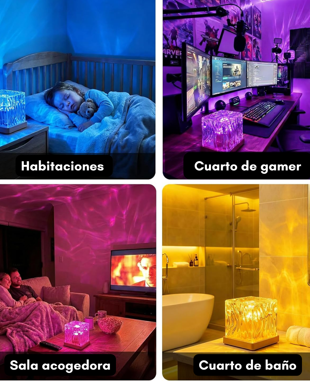 Lámpara de aurora boreal con efecto estrellado